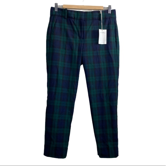 J.Crew Women's Cameron Wool Plaid Navy Green Pants NWT PETITE